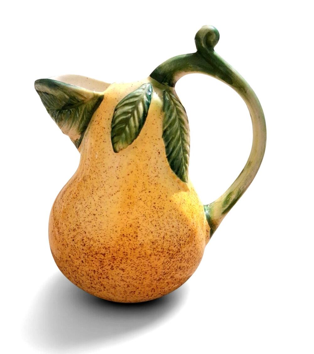 Italian Pear Pitcher Ancora Handpainted Majolica 8" x 6.5"